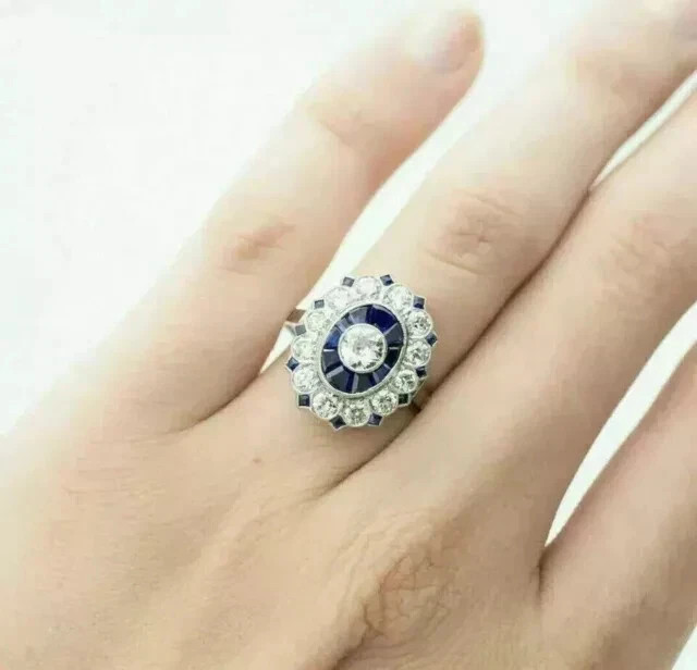 Art Deco Style 2.4CT Round Cut Lab Created Diamond Vintage Halo Ring 925 Silver