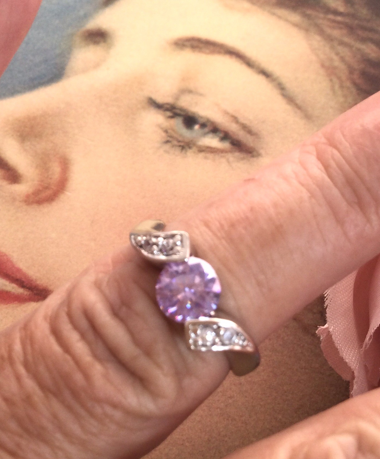 Vintage Jewellery Gold Ring Amethyst and White Sapphires Antique Deco Jewelry