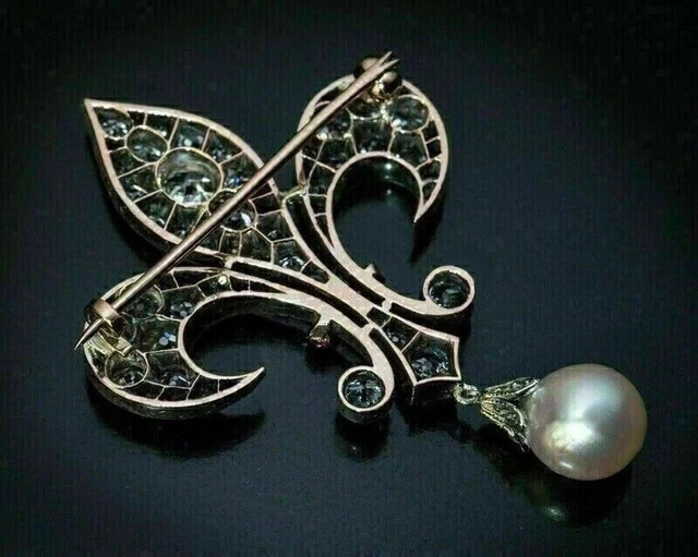 4Ct Round Lab Created Diamond Women Engagement Brooch Pin 14K White Gold Plated
