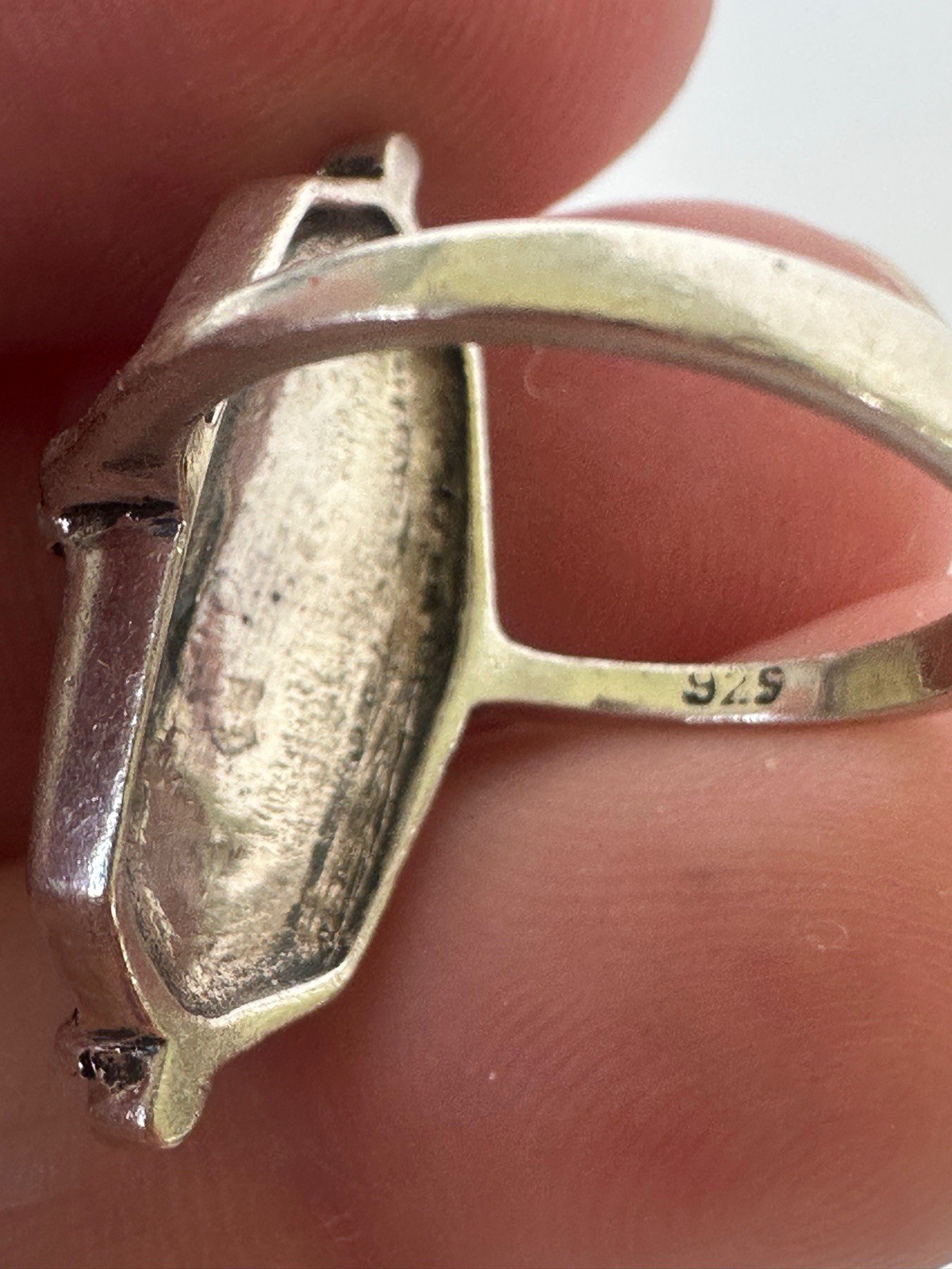 Vintage 925 Silver Art Deco Pavé Marcasite Navette Cocktail Ring Size 5.5