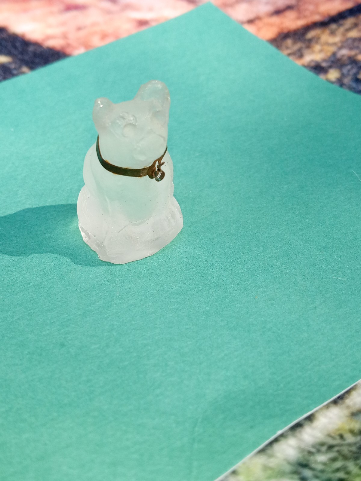 Antique, Vintage, Czech Clear Pug, Bulldog Cracker Jack Glass Charm, Prize, 1″