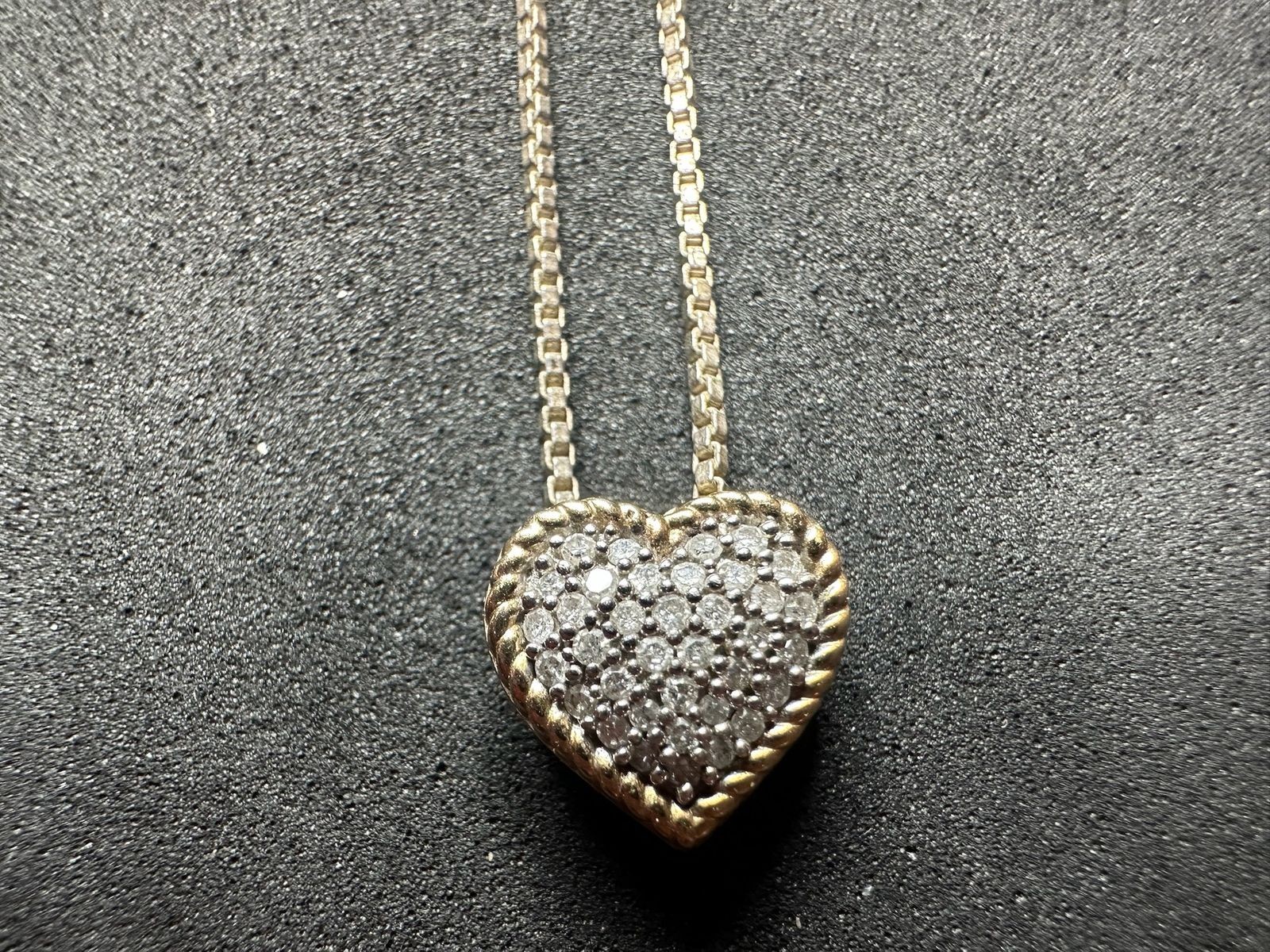 3.47g Vintage Sterling Silver 925 Heart Pave Sparkle Necklace 18 in M