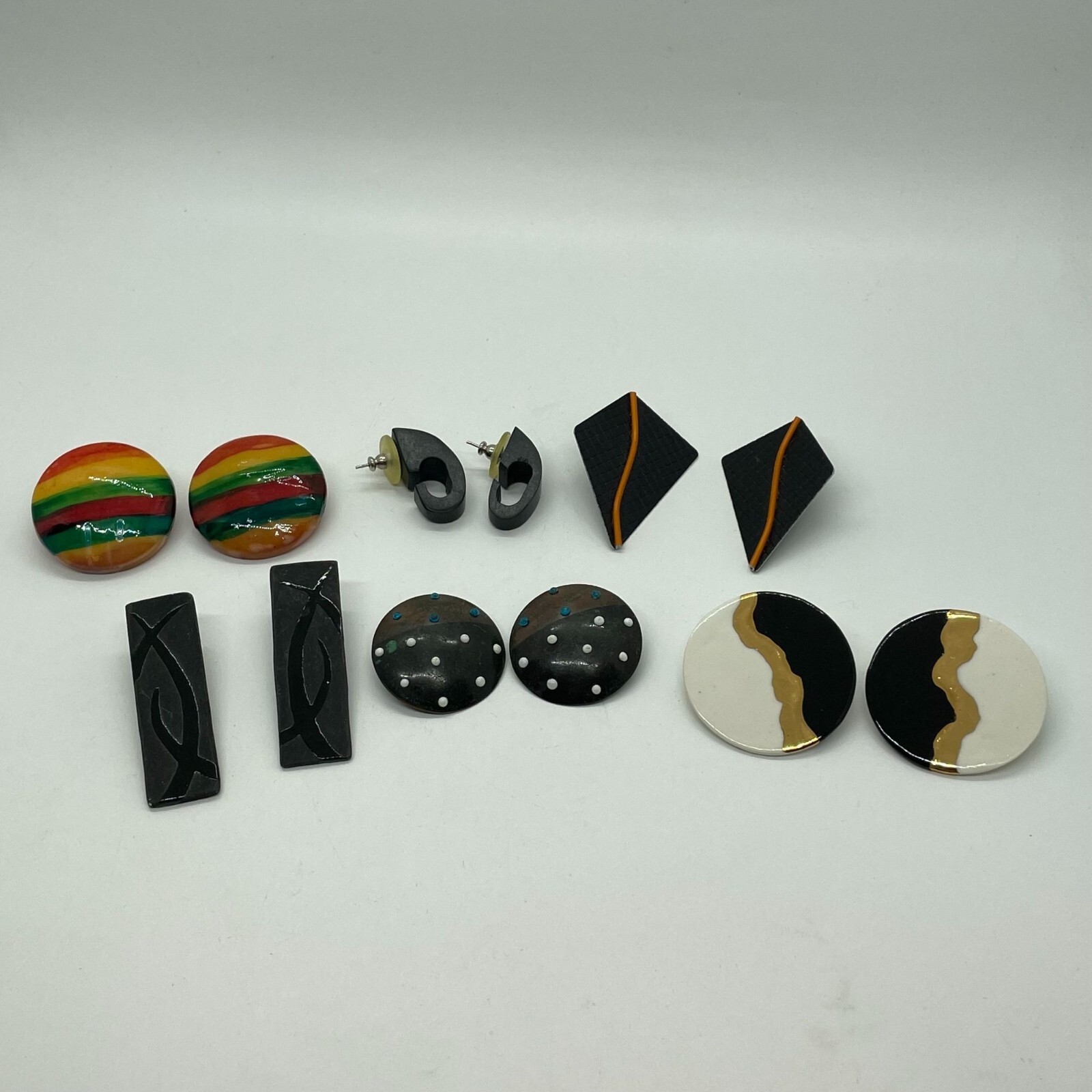 Lot of (6) Various Retro Mod 80’s Mix Shape & Material Post Earrings