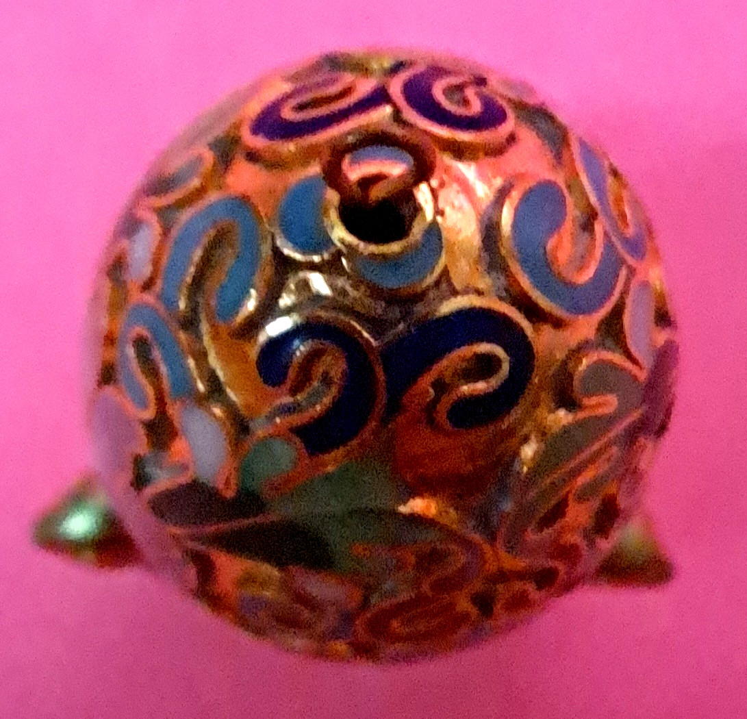 Vintage Chinese Enamel Cloisonne Egg Pendant or Ornament Colorful Egg & Stand
