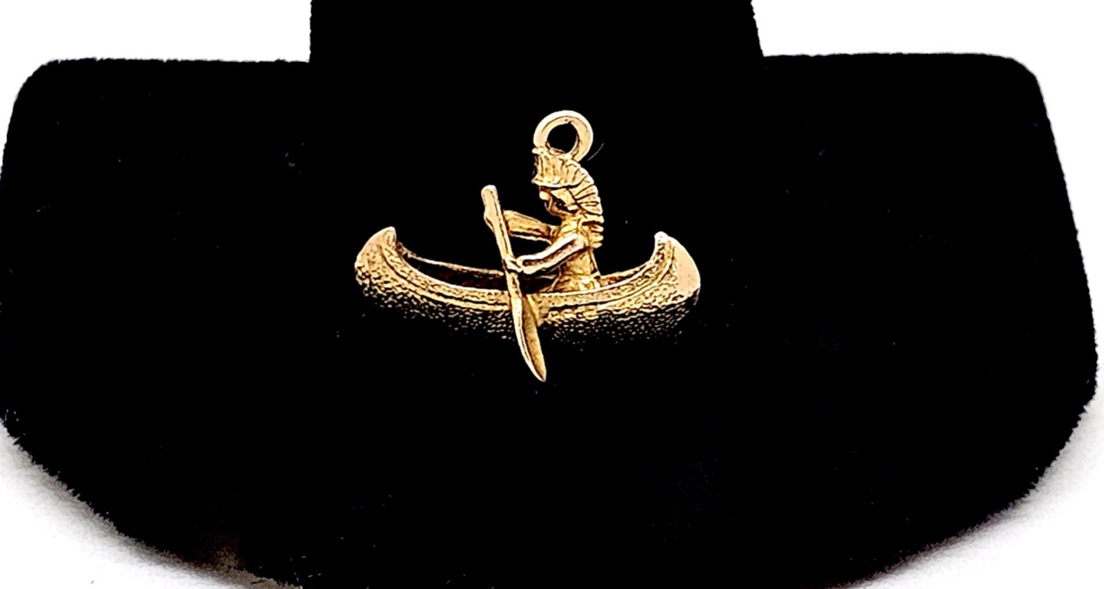 1921 PAYTON PEPPER CO. BIRMINGHAM 9K SOLID GOLD N.A. INDIAN ROWING A CANOE CHARM