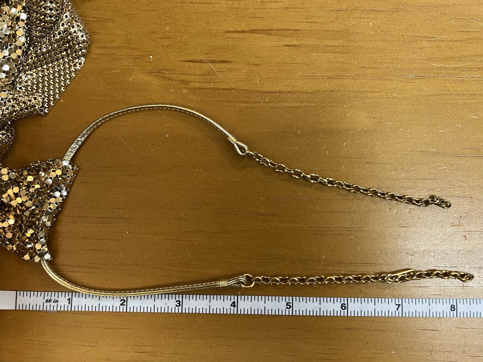 Whiting Davis Necklace Goldtone Mesh Necktie Necklace Tie