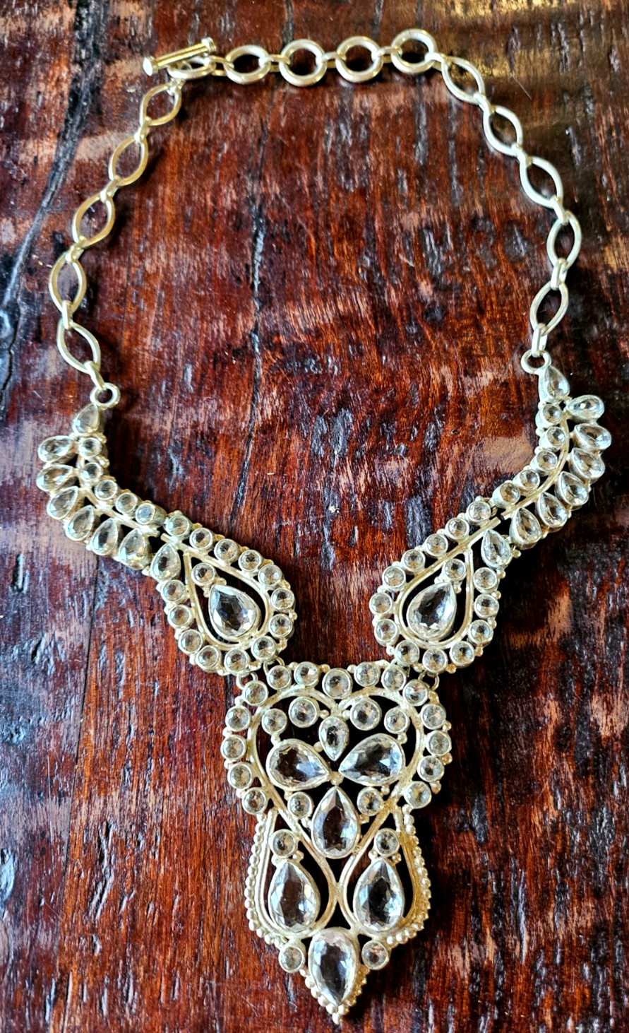 Vintage Sterling Silver Clear Rhinestone Wedding Necklace STUNNING ONE OF ONE