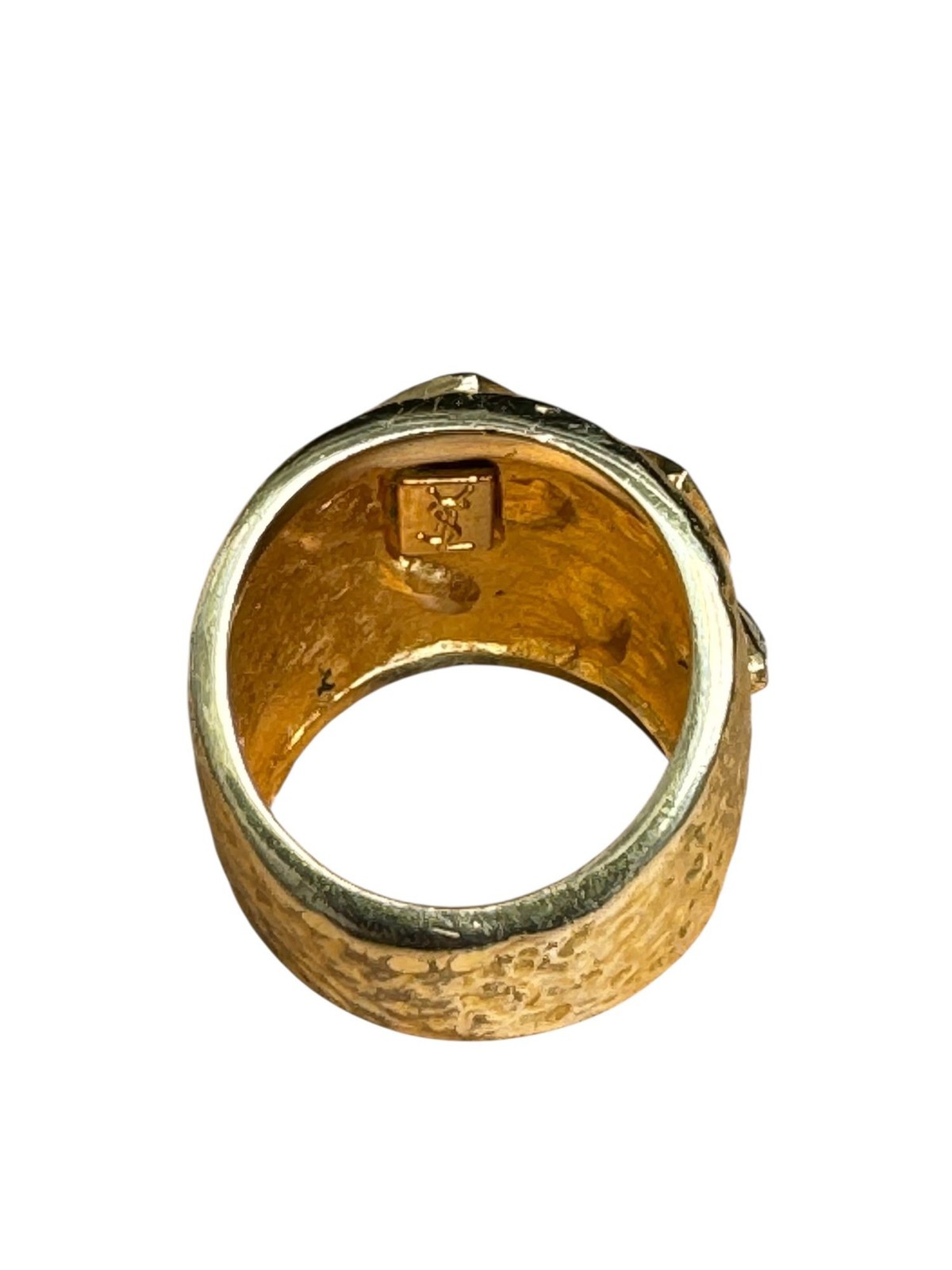 Yves Saint Laurent Vintage 1980s Gold Statement Ring Size US 7.5