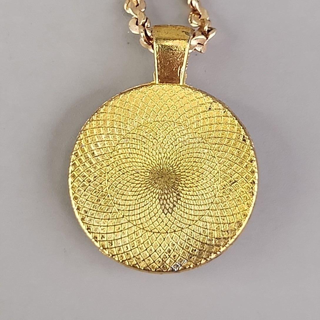 Vintage Triple Moon Face Pendant Necklace Crisscross Gold Tone Chain 22″