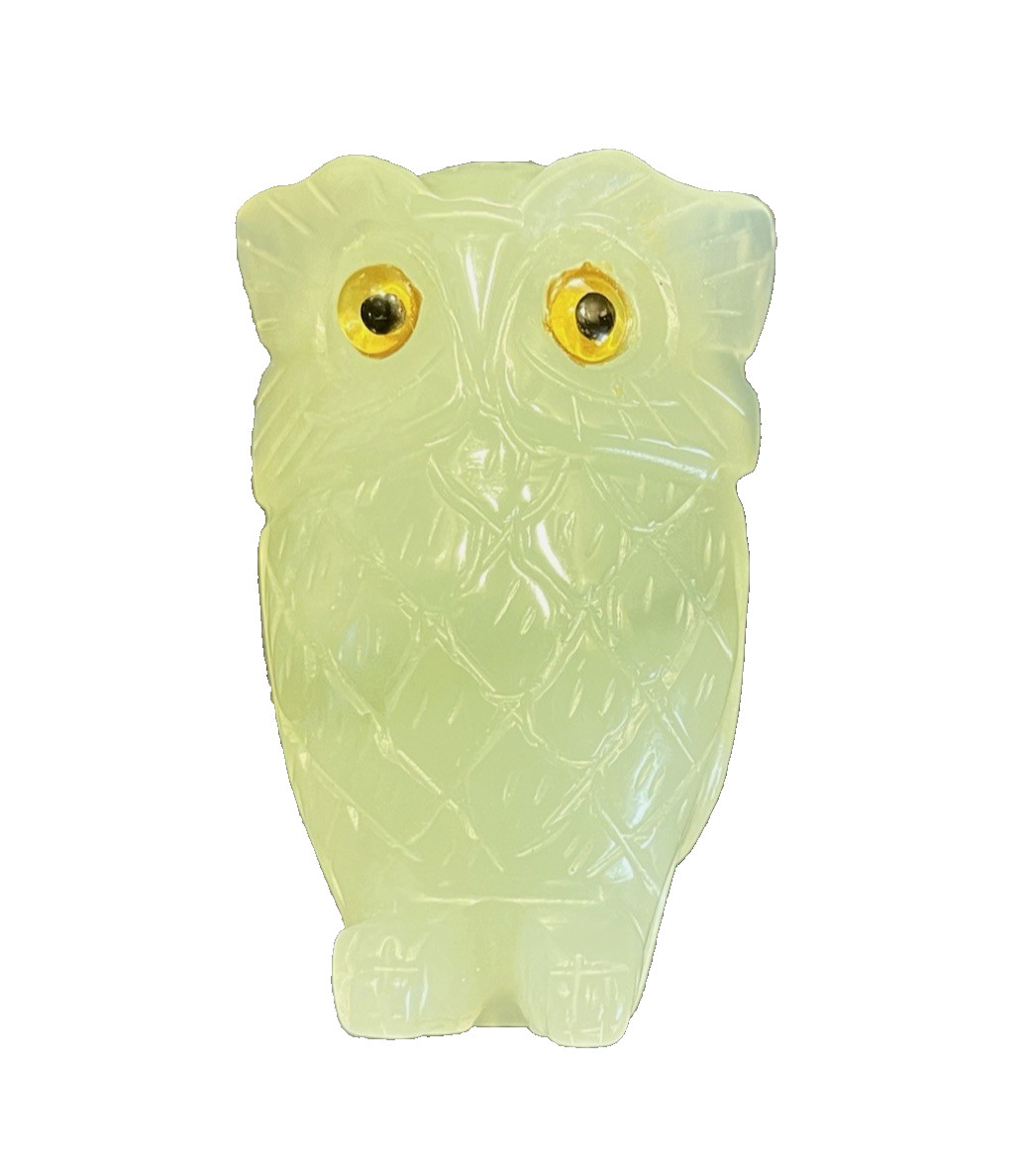 Vintage Rare Original Jade Nephrite Owl Figurine