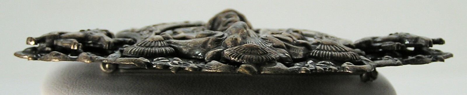 Vintage Coro Oxidized Silver Repousse Multi Layer Cherub Mythical Creatures Pin