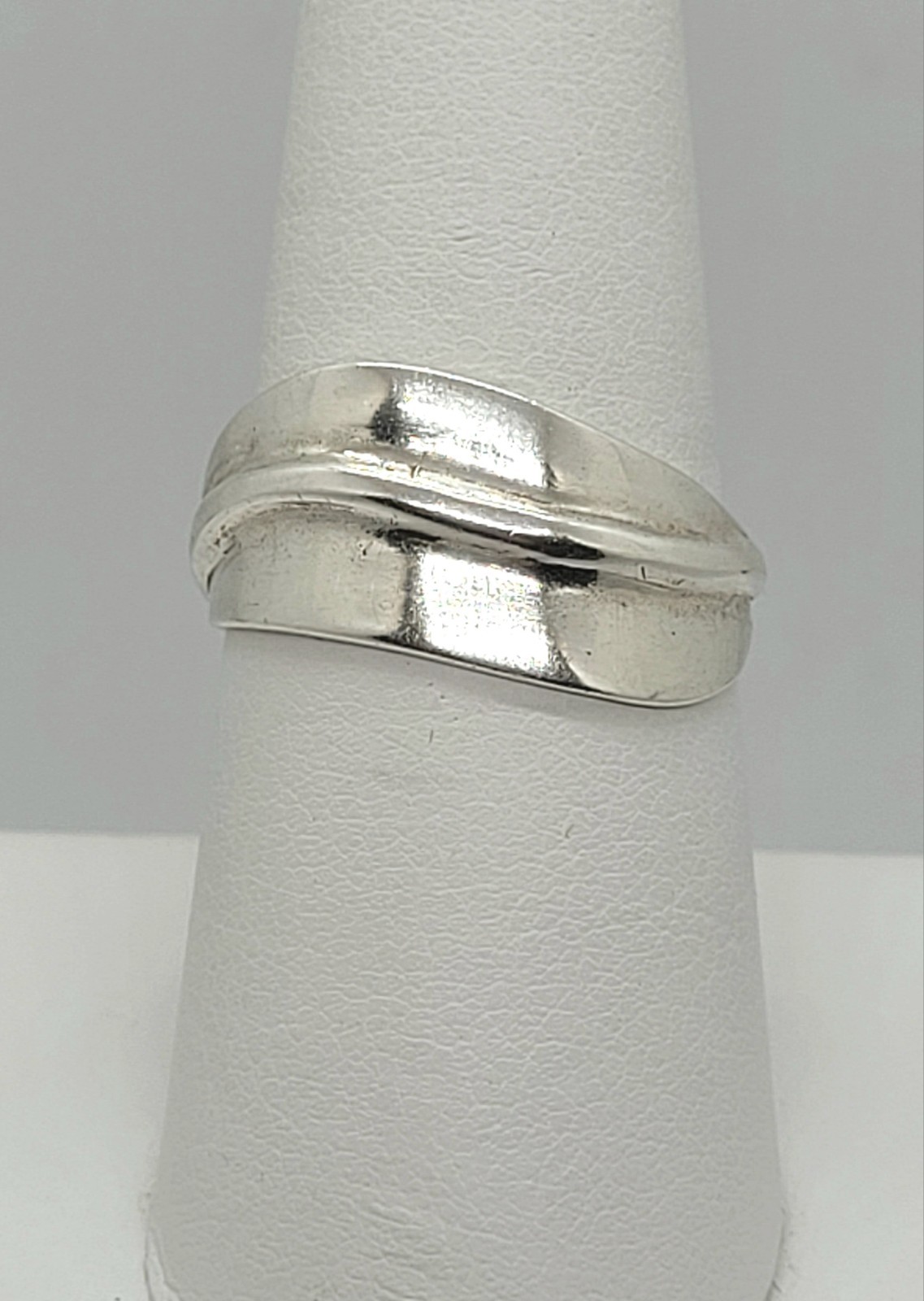 Vintage Modernist Wave Leaf 925 Sterling Silver Ring Minimalist sz 8