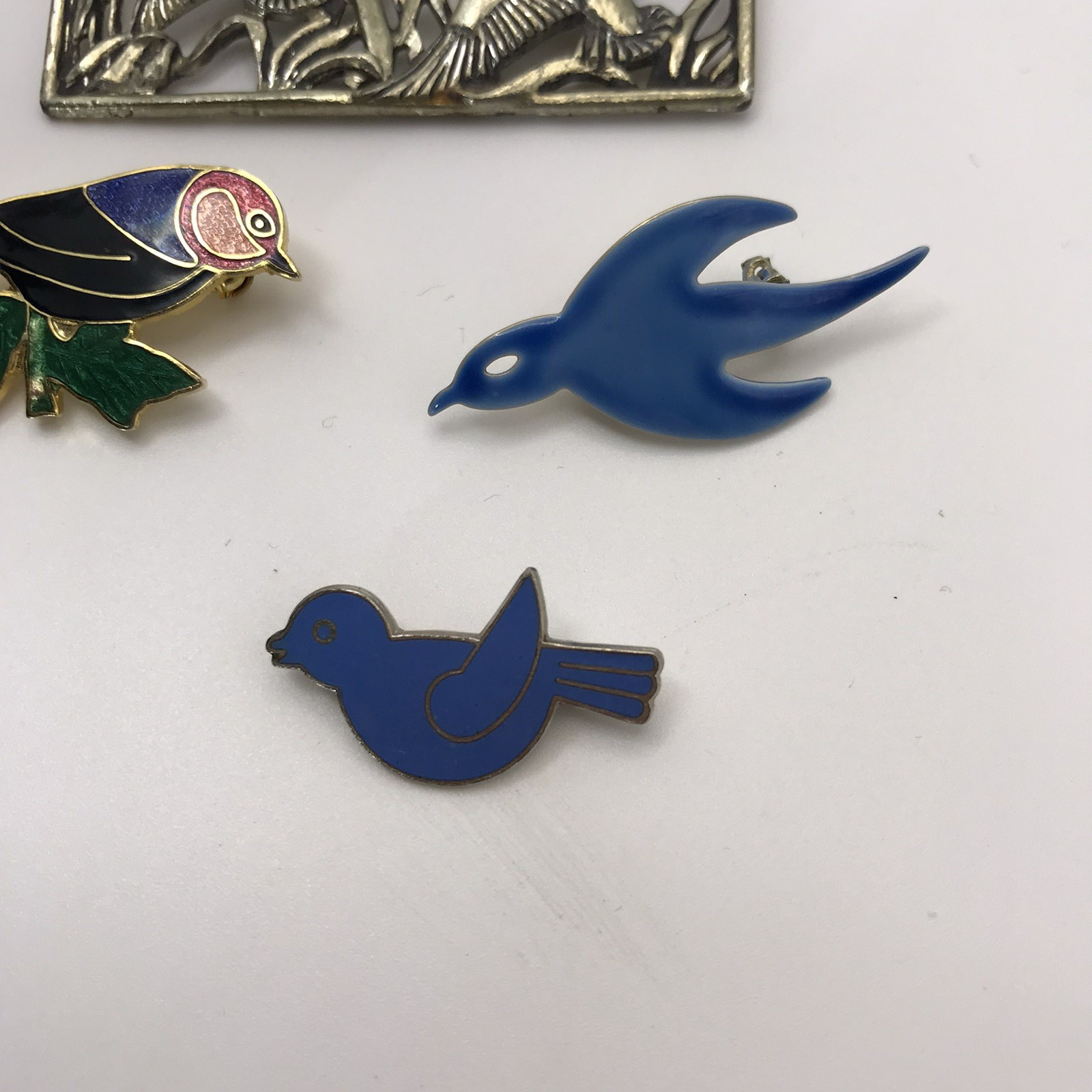 Vintage Brooch Lot Bird Pins Animals Duck Geese Bluebird Robin Naturecore