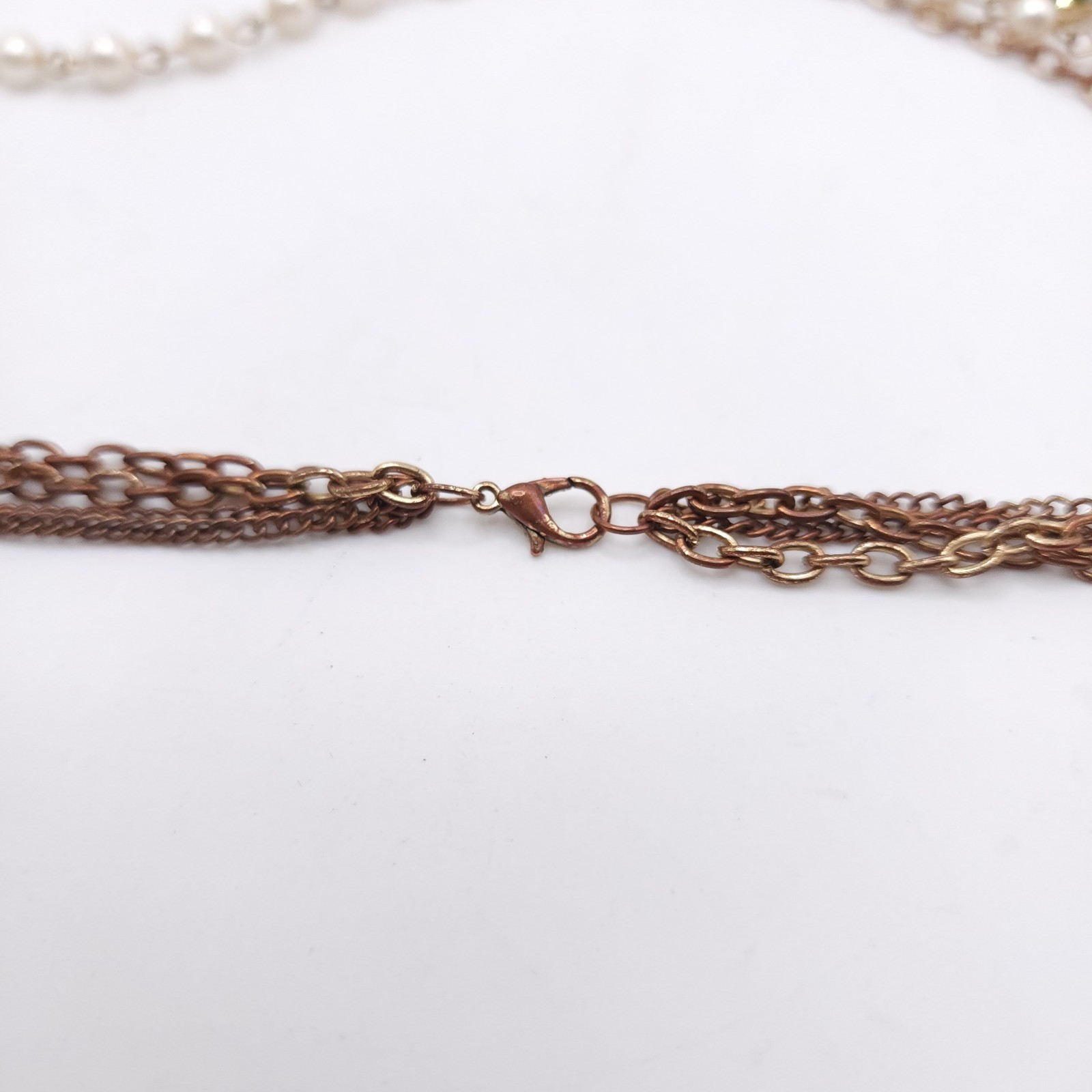 Multi Strand Pearl Necklace Rose Gold Floral Statement Necklace Vintage 25in