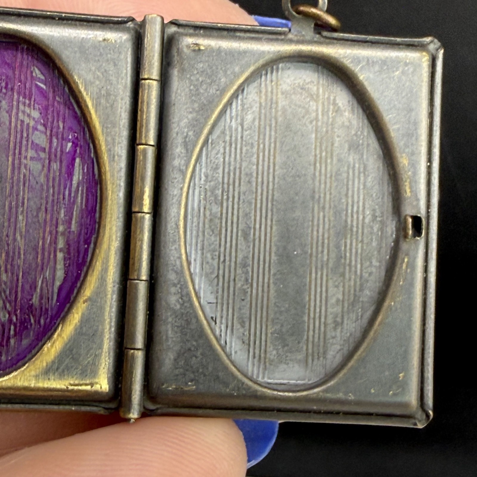 Vintage Locket Pendant Rectangle Book Gold Tone Photo