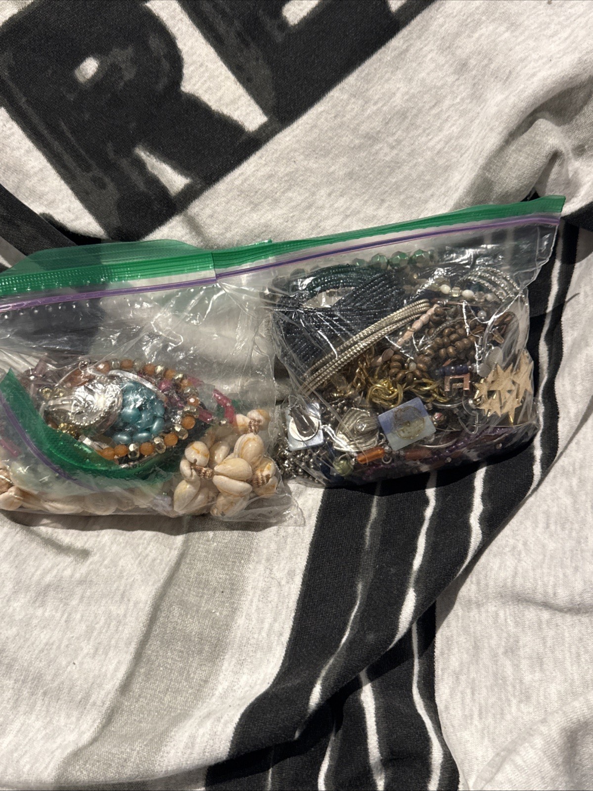 Junk Broken Costume Jewelry For Craft, Repair, Repurpose 2 Ziploc Bags