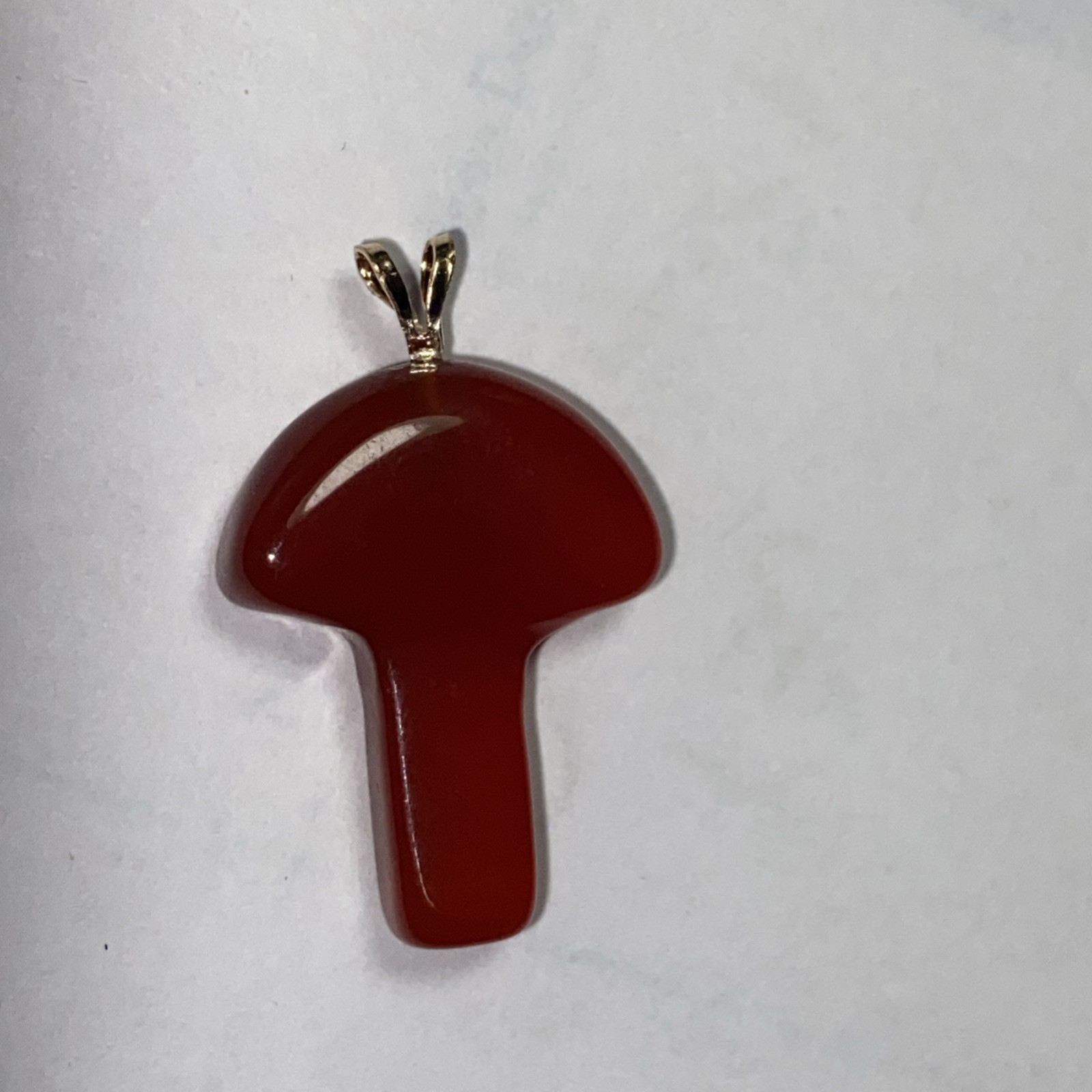Pendant Mushroom Red Carnelian 14k Gold Vintage Unused