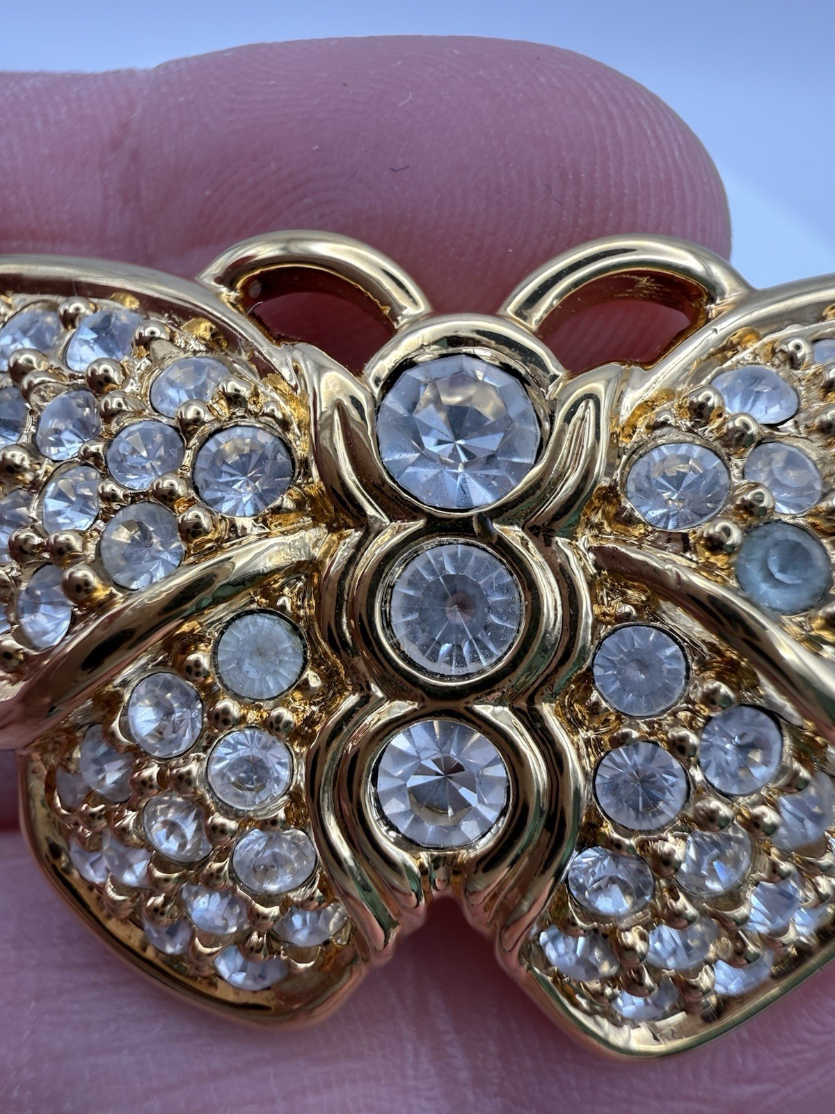 Swarovski Brooch Lot Butterfly Double Heart Gold Silver Tone