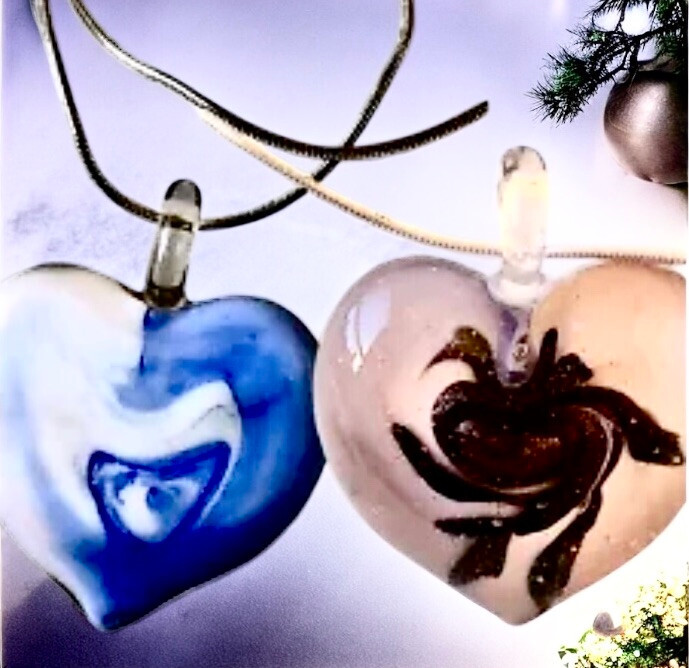 FAS Designer Italy Necklace Sterling Silver & Puffy Heart Pendant DOUBLE SIDED