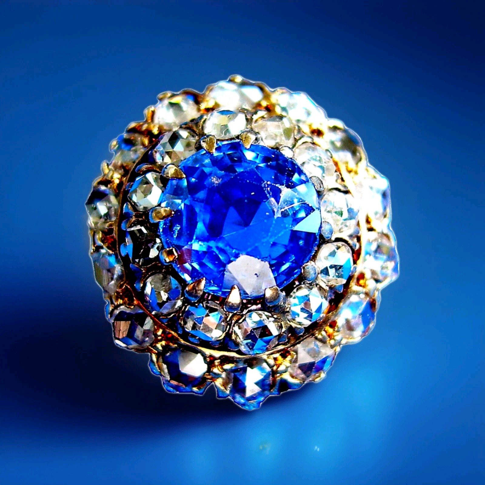 Original EARTH MINED SAPPHIRE DIAMOND Engagement Ring Antique Victorian 14K GOLD