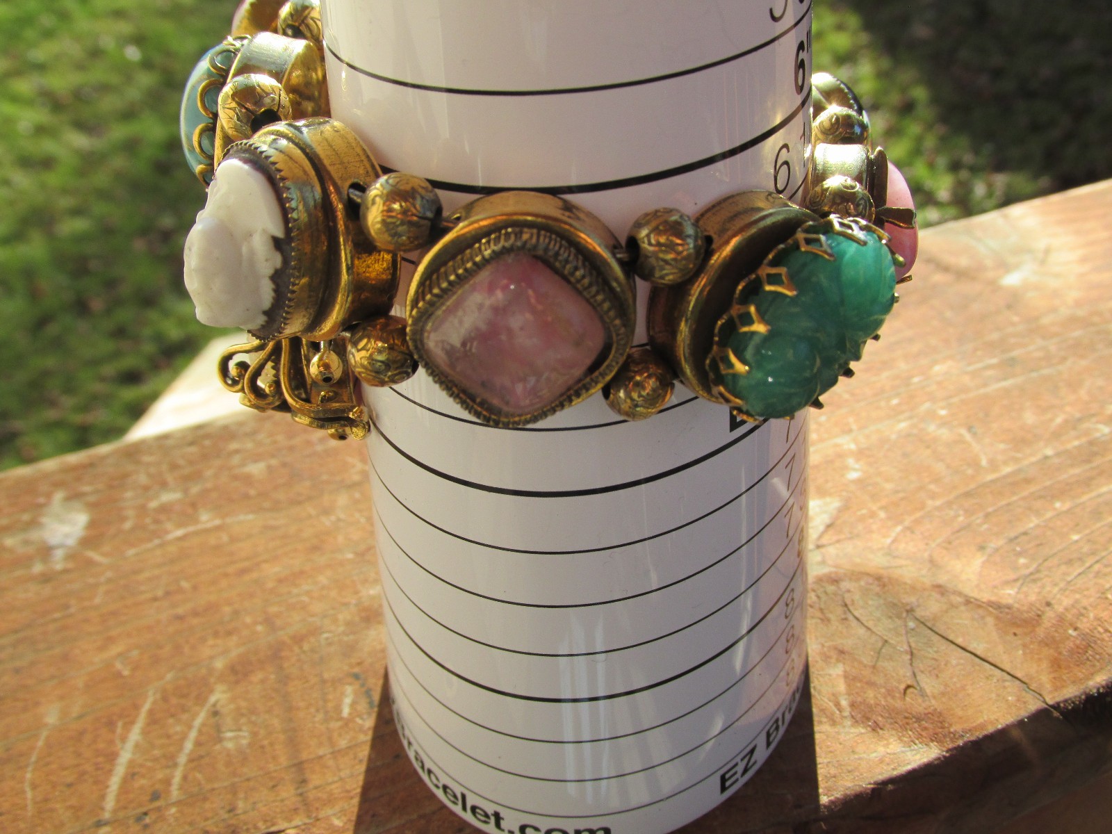 Victorian revival 1940s Jewel Tone Glass Cabochon wrap Bracelet, Snake Motif