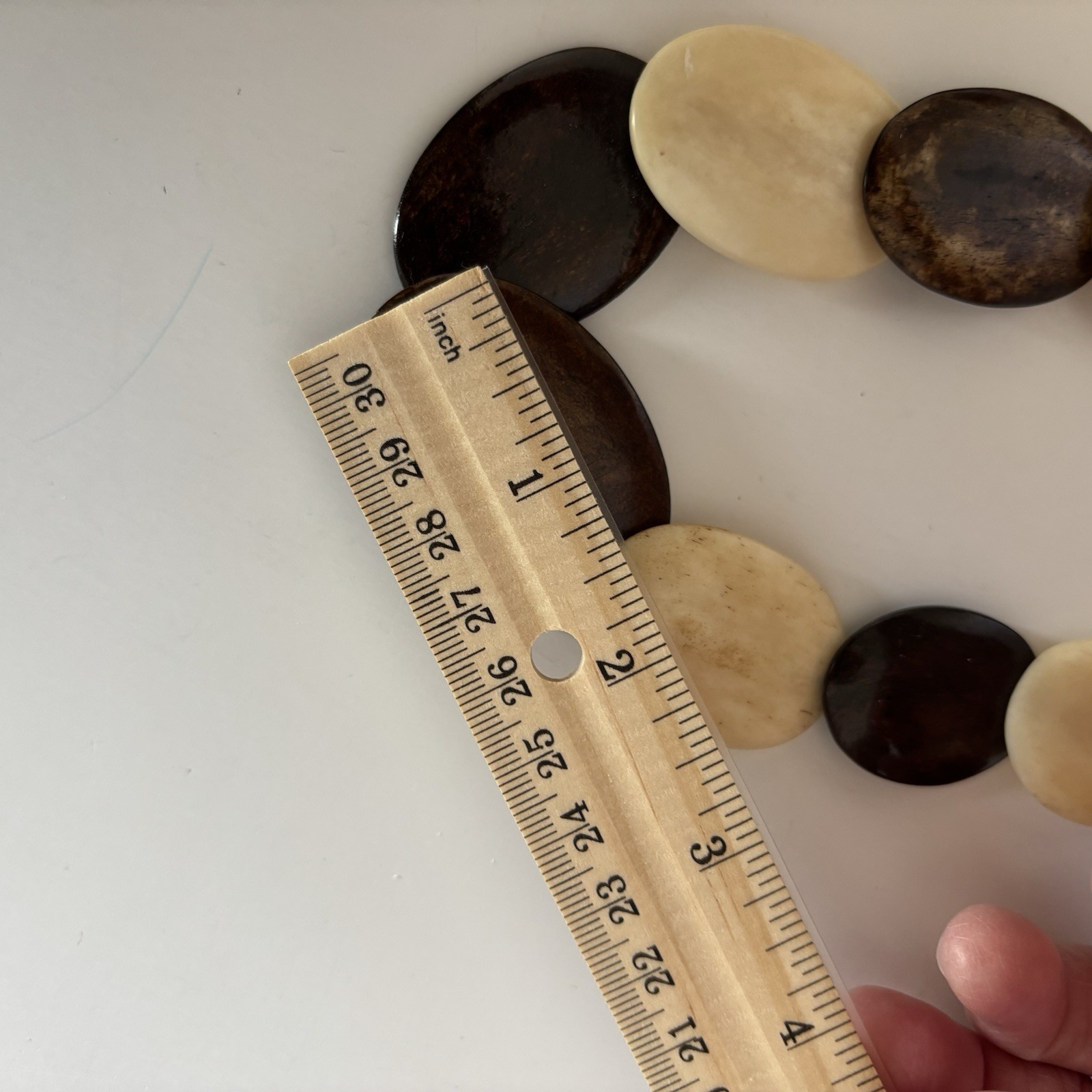 Vintage Bone & Wood Necklace Handmade Graduated