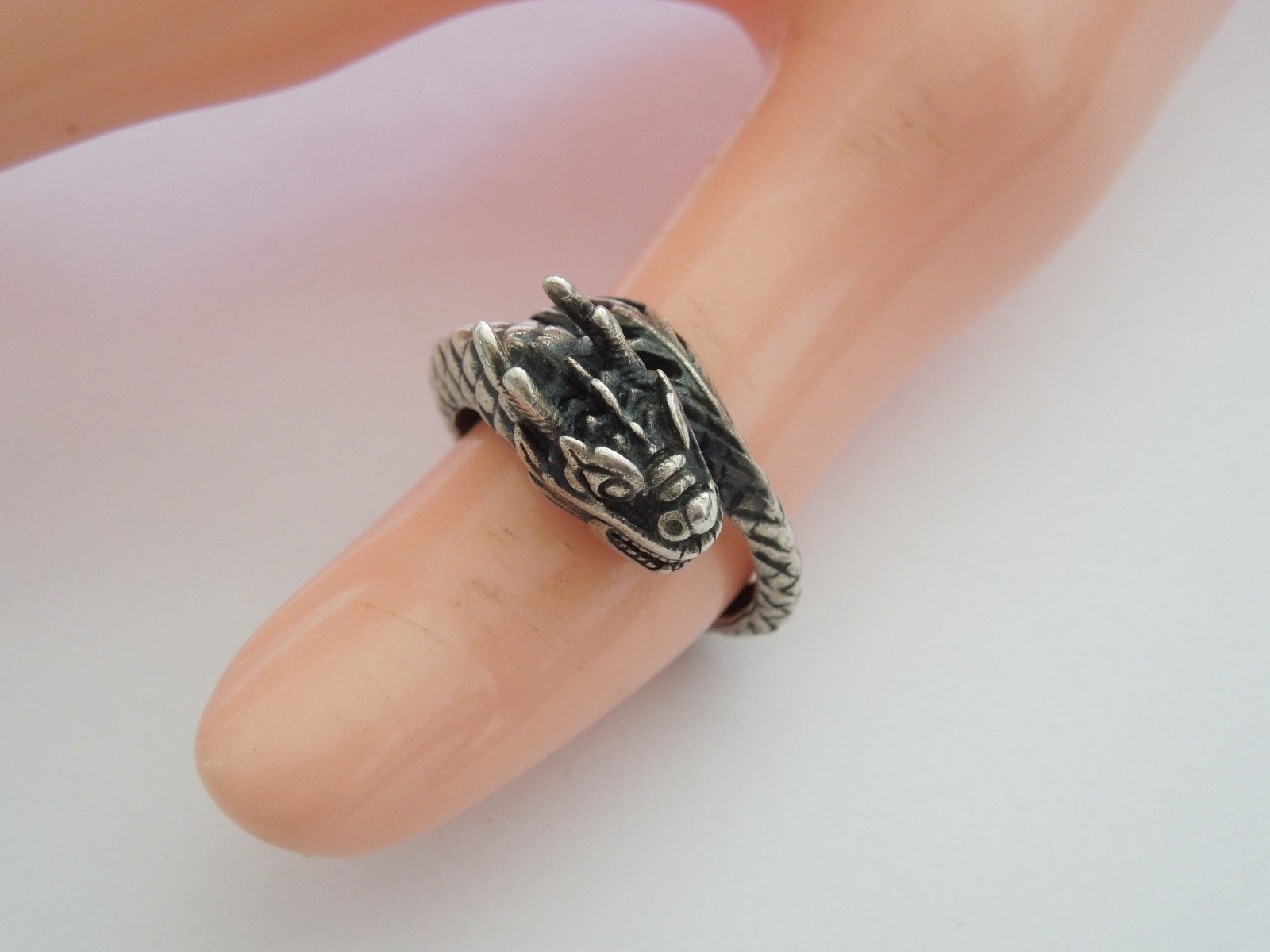 Vintage Ring Silver Verified Dragon Hallmark Unreadable 5.0 g/Size 56