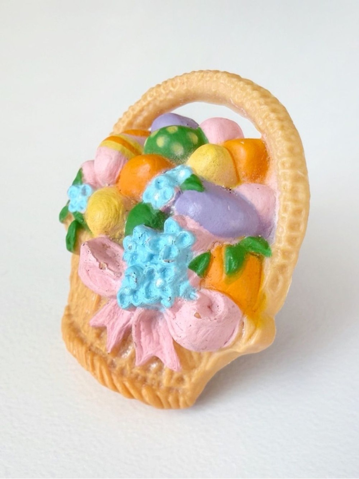 Vintage Hallmark Easter Basket Pin Brooch Colorful Eggs Festive Holiday Gift