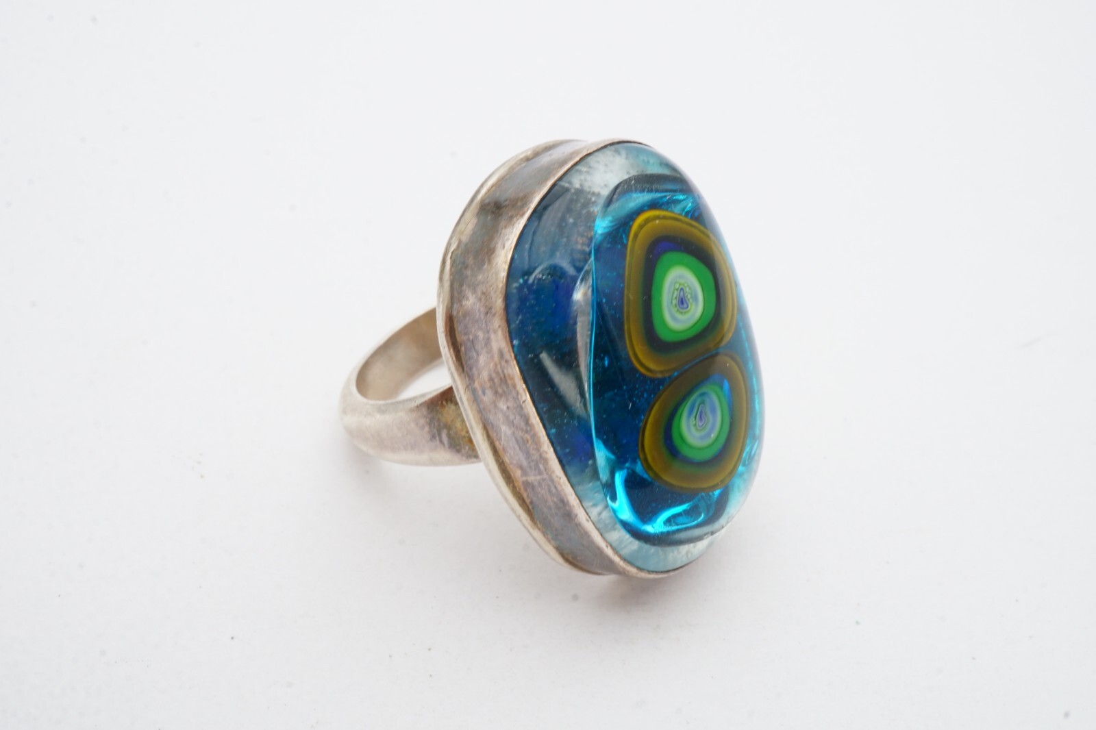 Vintage Sterling Silver 925 Glass Stone Ring Size 7.5