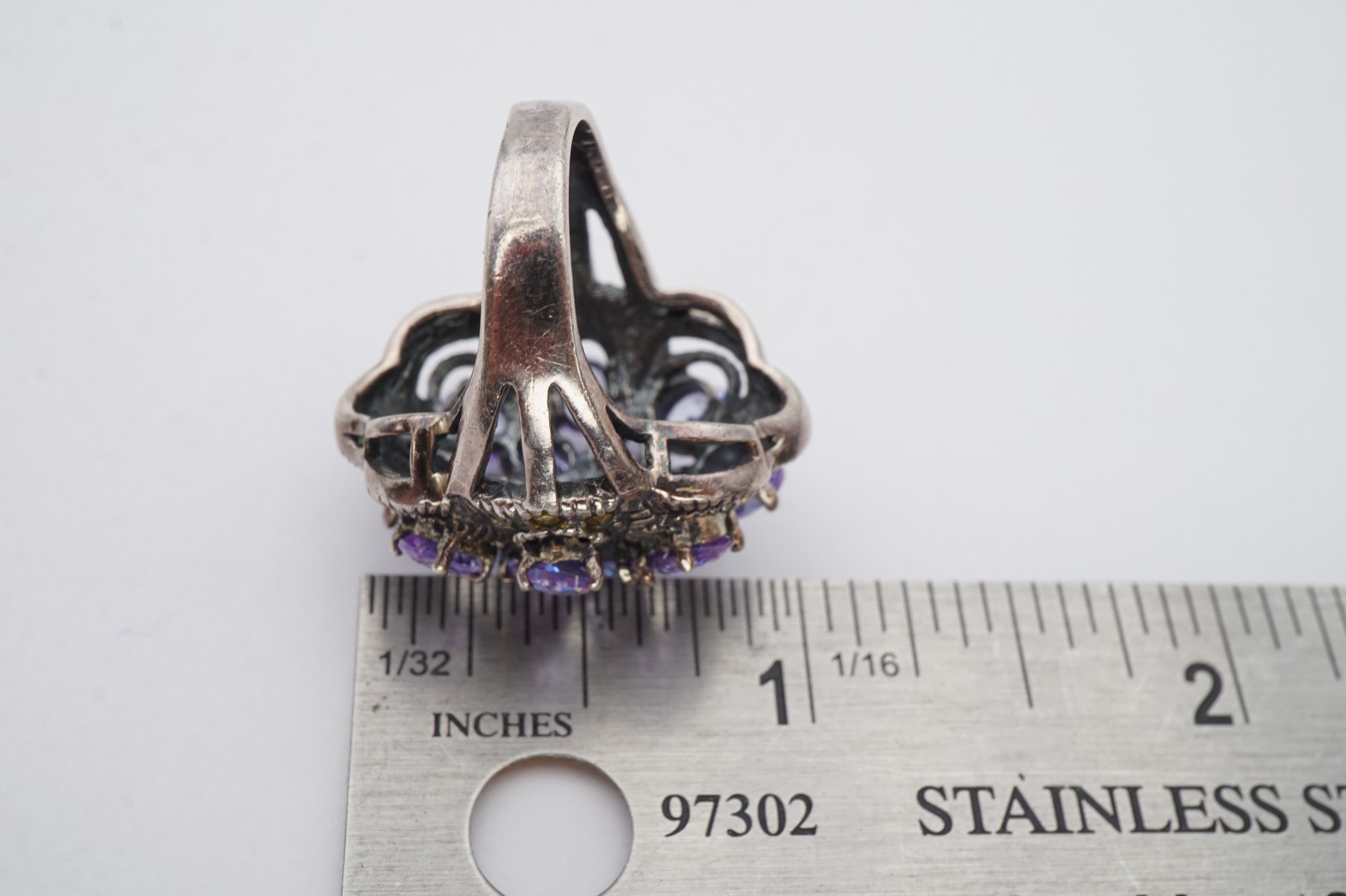 Vintage Sterling Silver 925 Marcasite CZ Ring Size 5