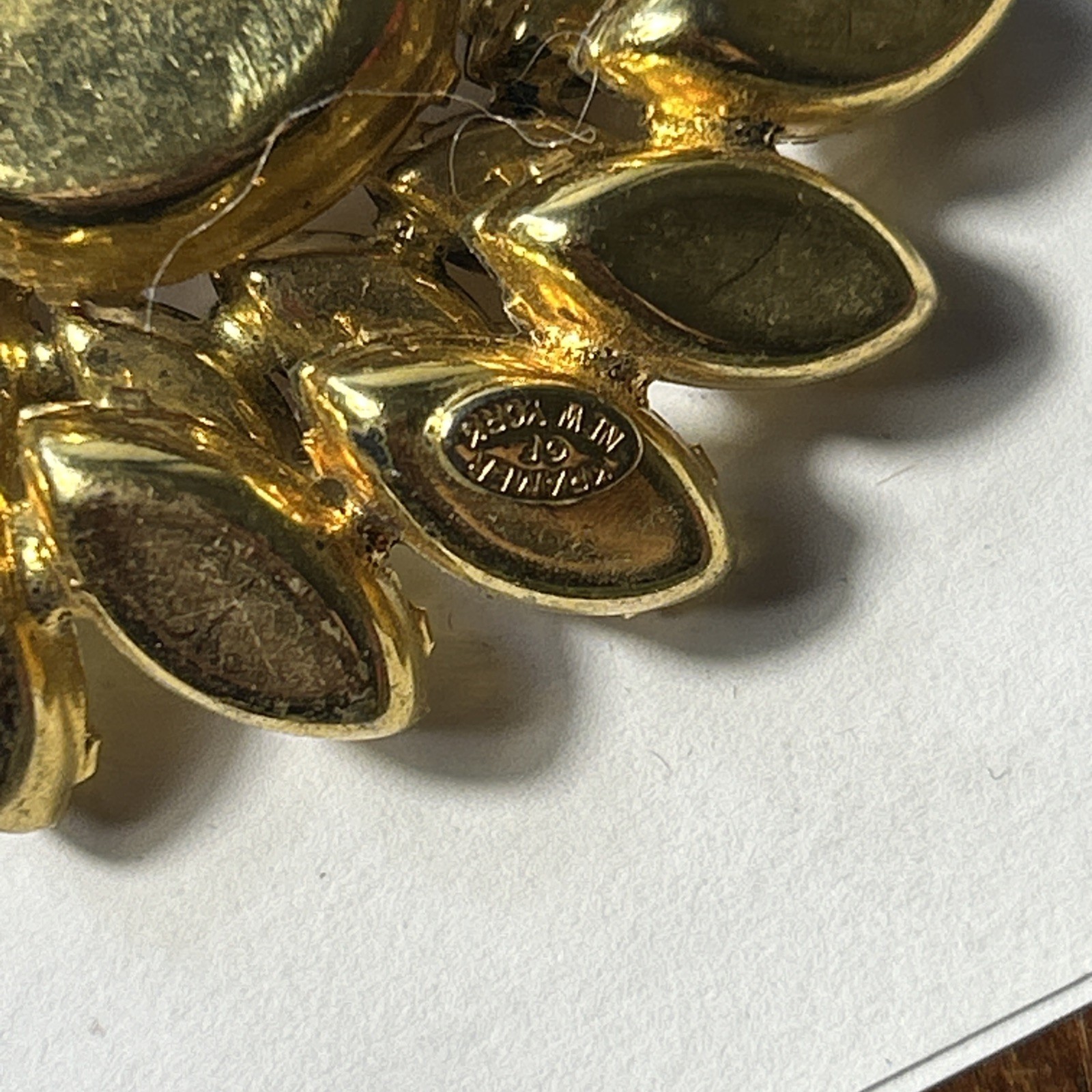 Vintage Kramer of New York Golden Brown Yellow & Clear Rhinestones 2″ Wide