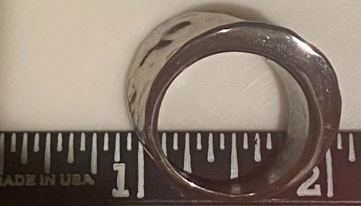 Vintage Silver Chunky Dome Ring Hammered Liquid Metal Futuristic Unisex Jewelry