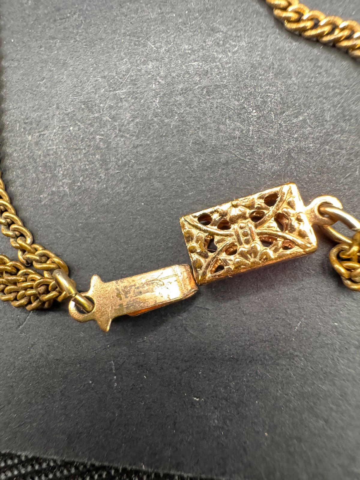 Art Deco Fruit Salad Color Czech Art Glass Filigree Pendant/Necklace
