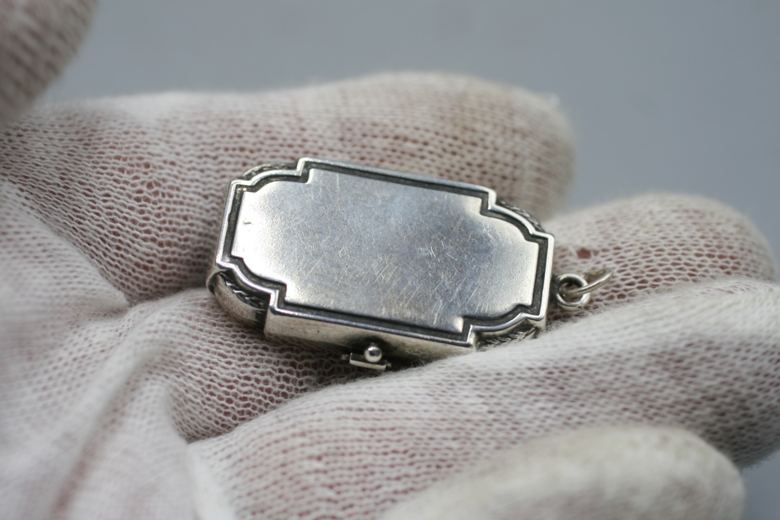 ORIGINAL Antique Deco STERLING SILVER 925 Pendant Vintage Lozenge Locket R10