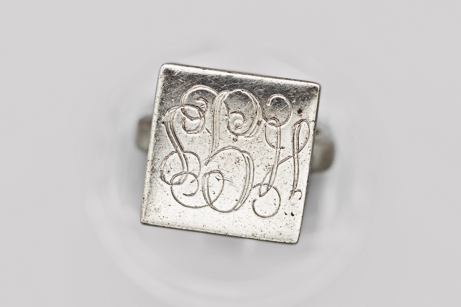 Engraved Letters Squared Ring Size 4.5, 925 Sterling Silver Monogram Pinky Ring