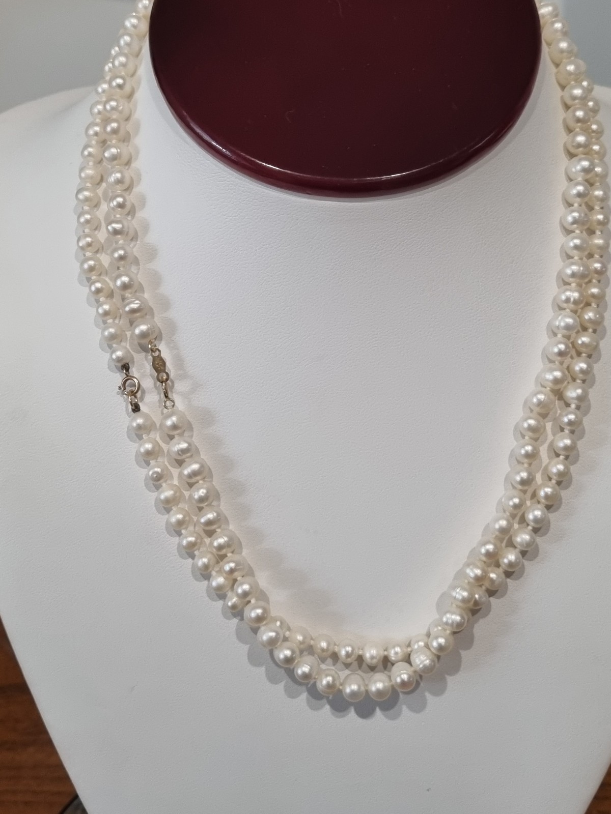 Two Vintage (2) 14k Gold Single Strand Pearl Necklaces c1990s JCM See Video