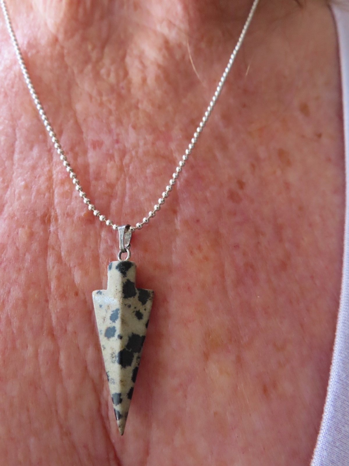 Vintage AGATE Arrowhead Slide On Bead Ball Chain Pendant