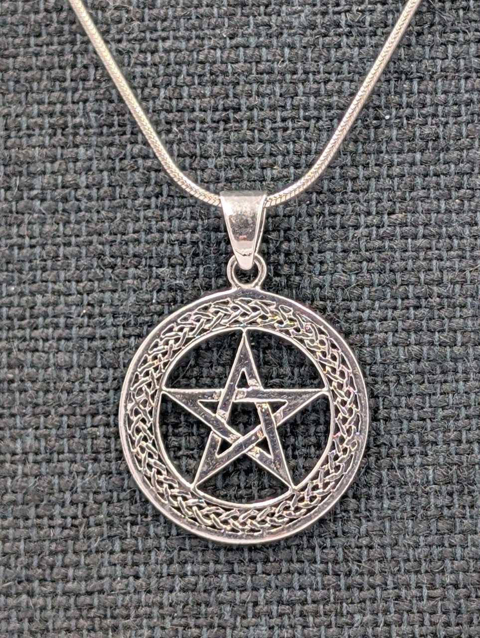 Vtg 925 Sterling Silver Celtic Pentacle Pendant 20″ Snake Chain Unisex Necklace