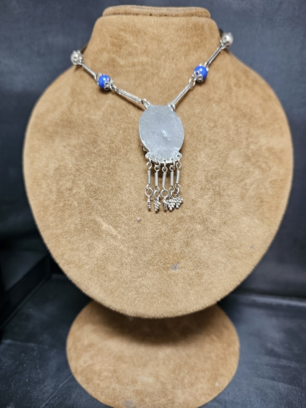 SILVER 800 TURQUOISE NECKLACE VINTAGE JEWELLERY COLLECTABLES GIFT