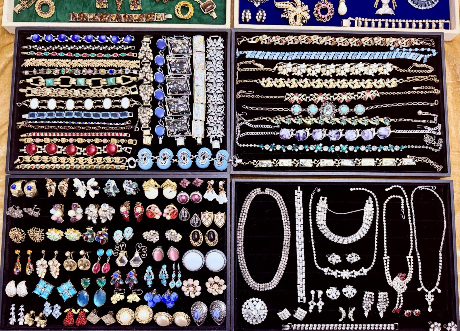 HUGE Vintage Mod Rhinestone Jewelry Lot High End Schreiner Weiss Eisenberg +