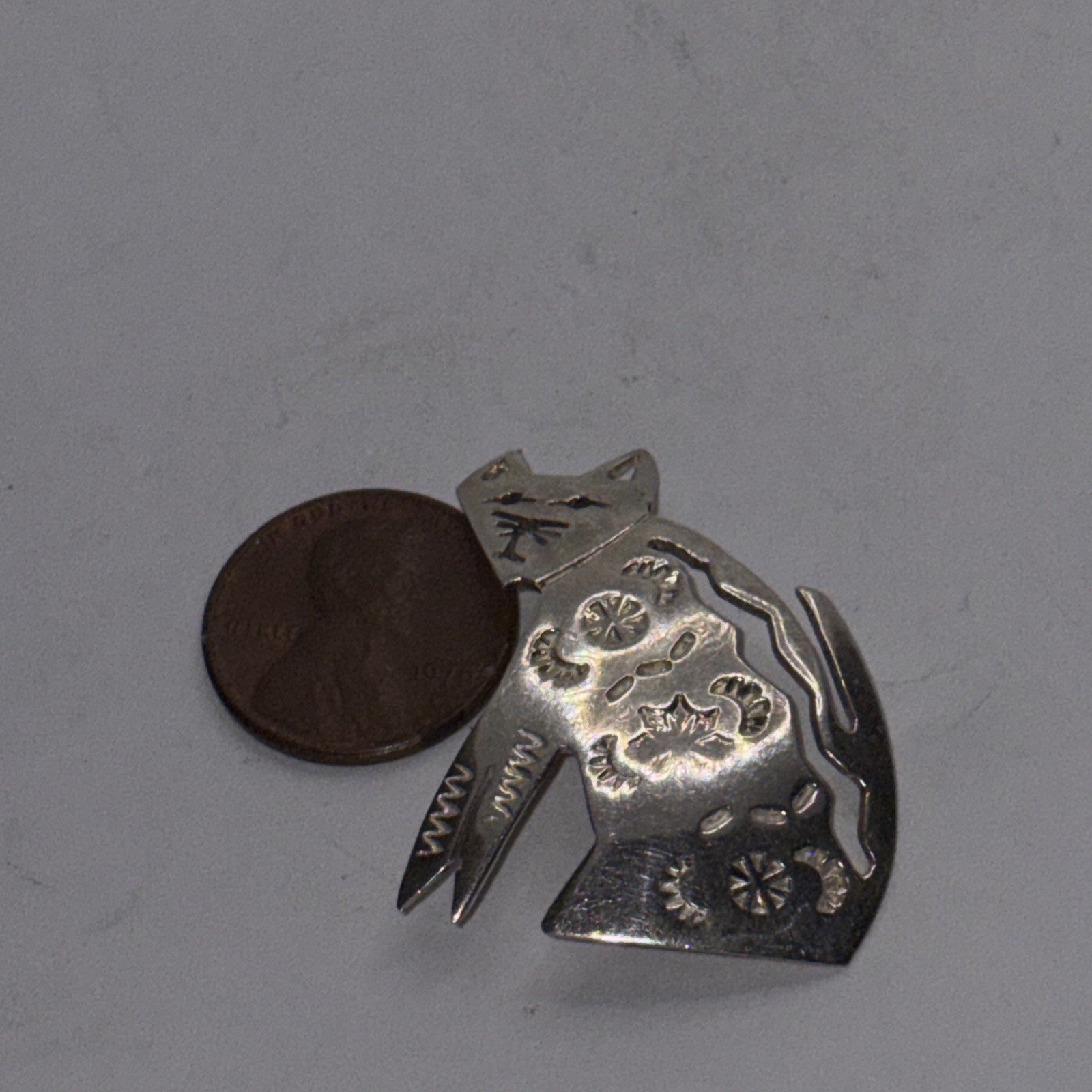 Vintage Mexico 925 Sterling Silver Cat Brooch Kitty Pin Cat Lovers