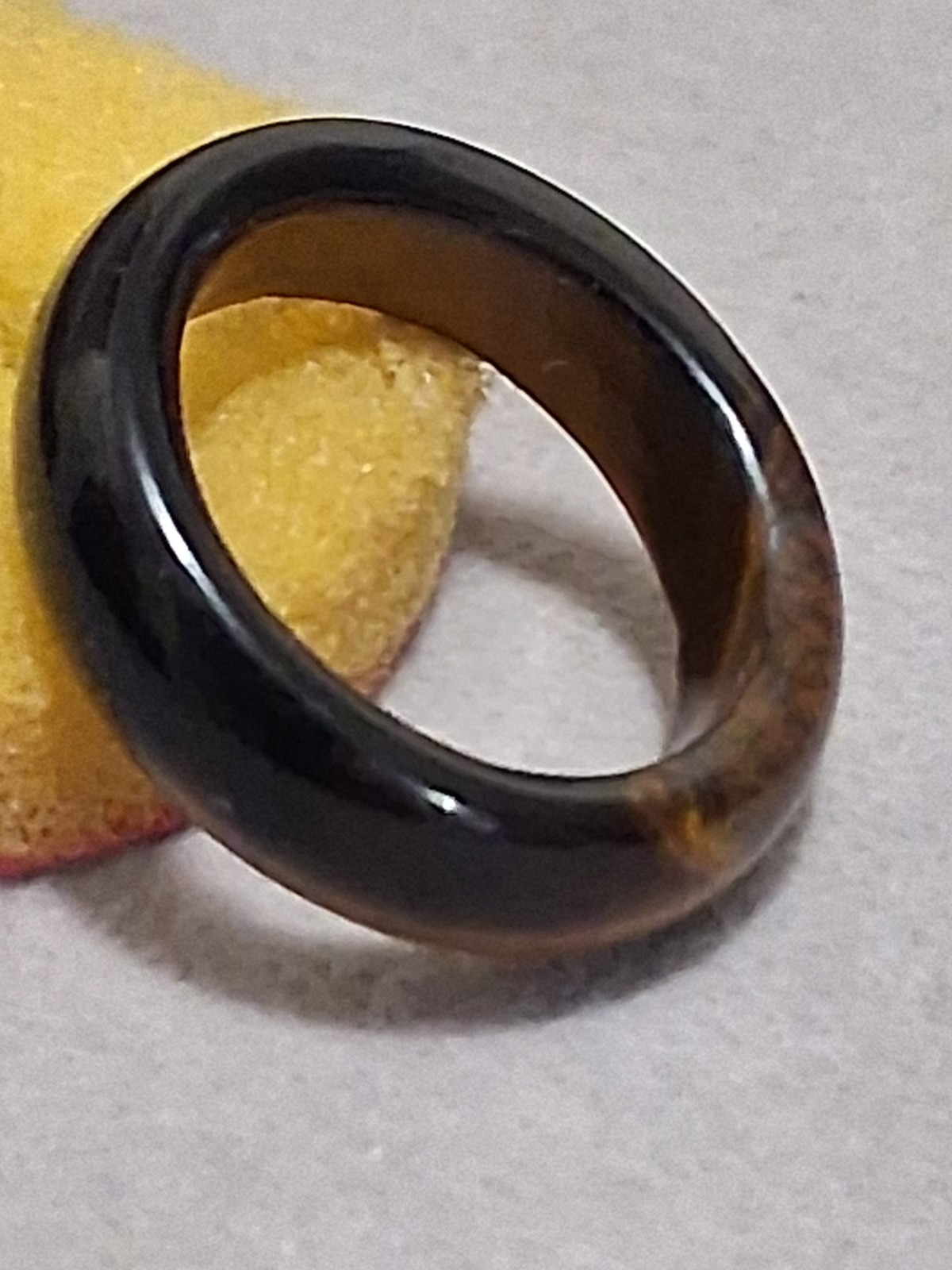 Tiger’s eye polished band, solid gemstone ring. Unisex size 6.5