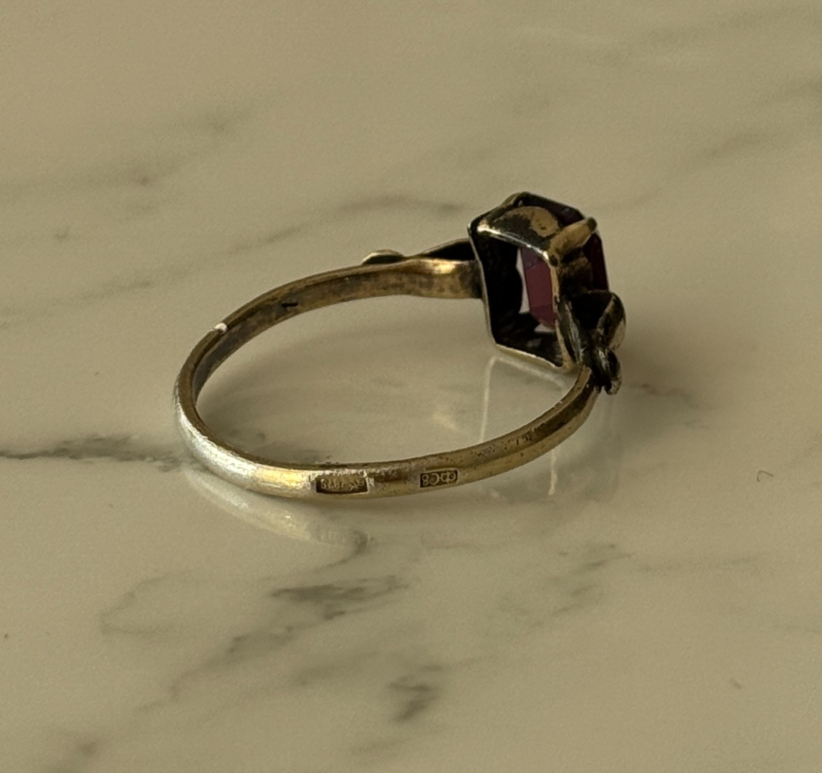 USSR 875 Silver Ring – Vintage Soviet Women’s Jewelry Size 9 / 19