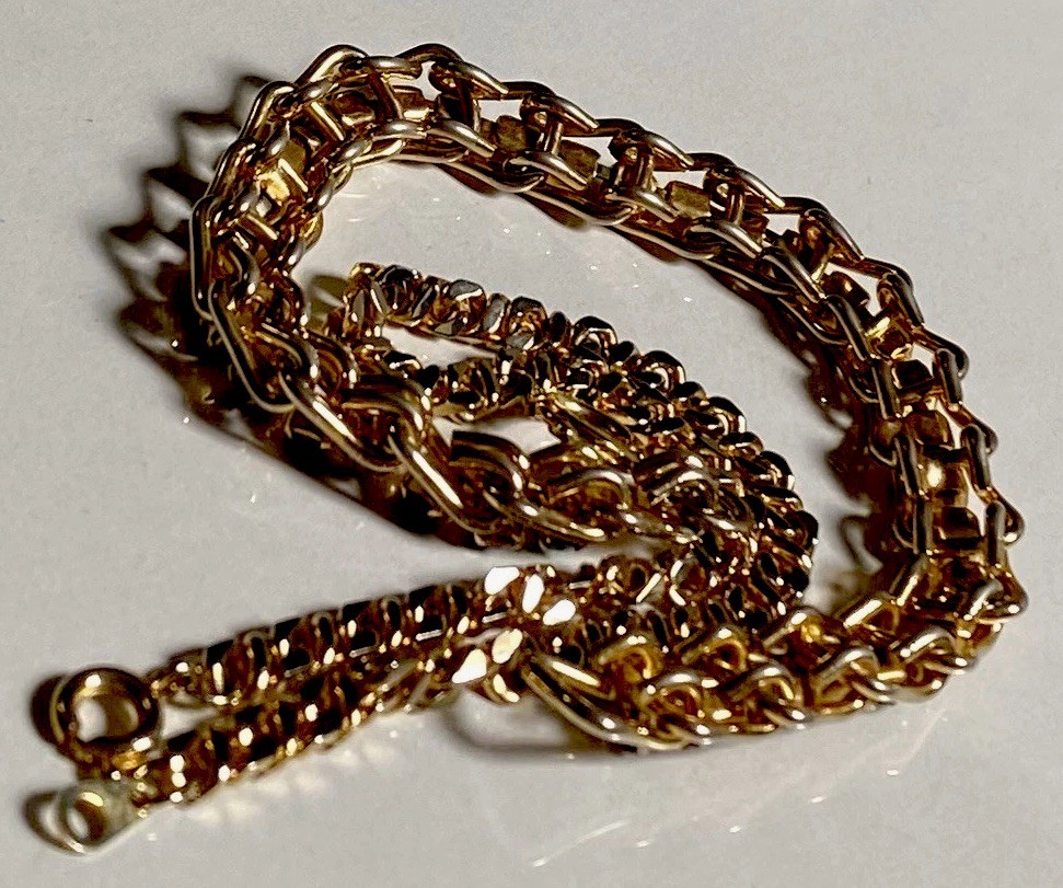 Vintage Triple Chain Prong Set Glass Gems Bracelet, Flat Bracelet Layered Set