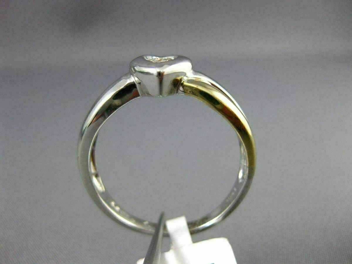 ESTATE .06CT DIAMOND 14KT WHITE & YELLOW GOLD 3D SOLITAIRE HEART FUN RING #15388