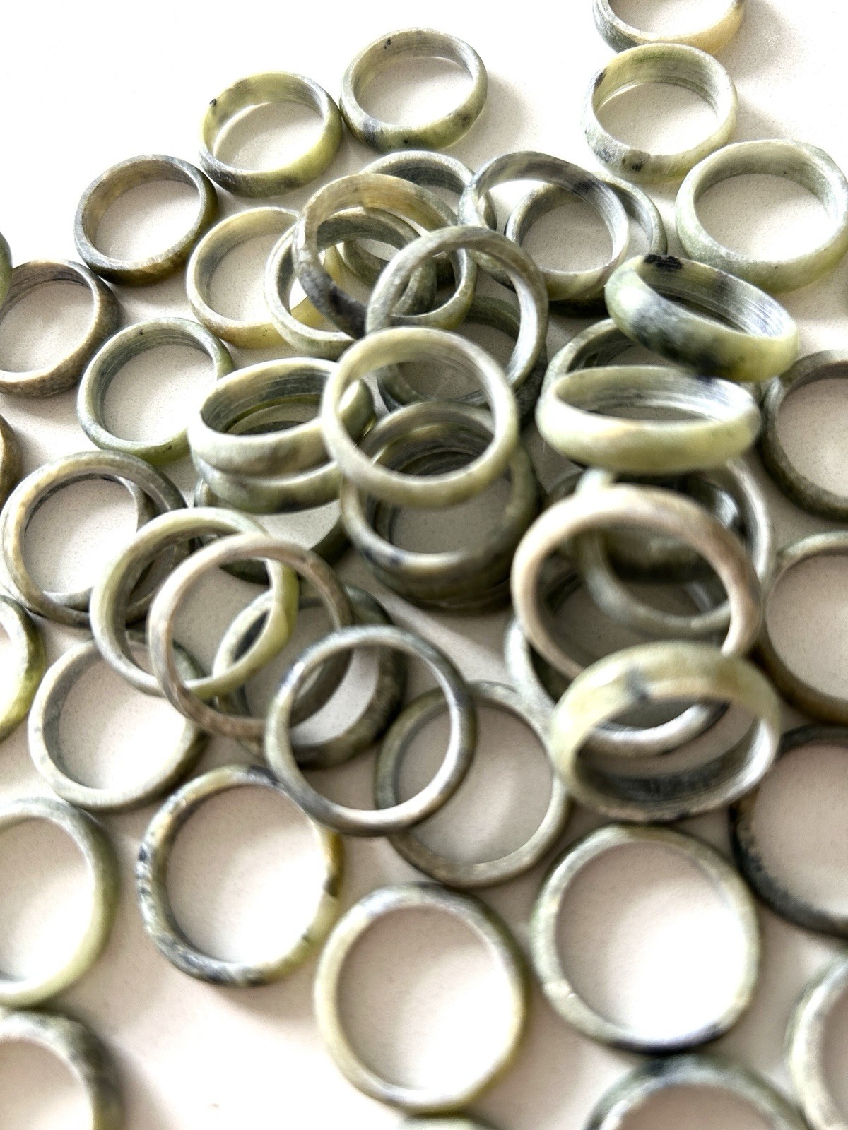 65pcs Vintage Natural Jade Rings Unpolished Assorted Sizes 6 – 8