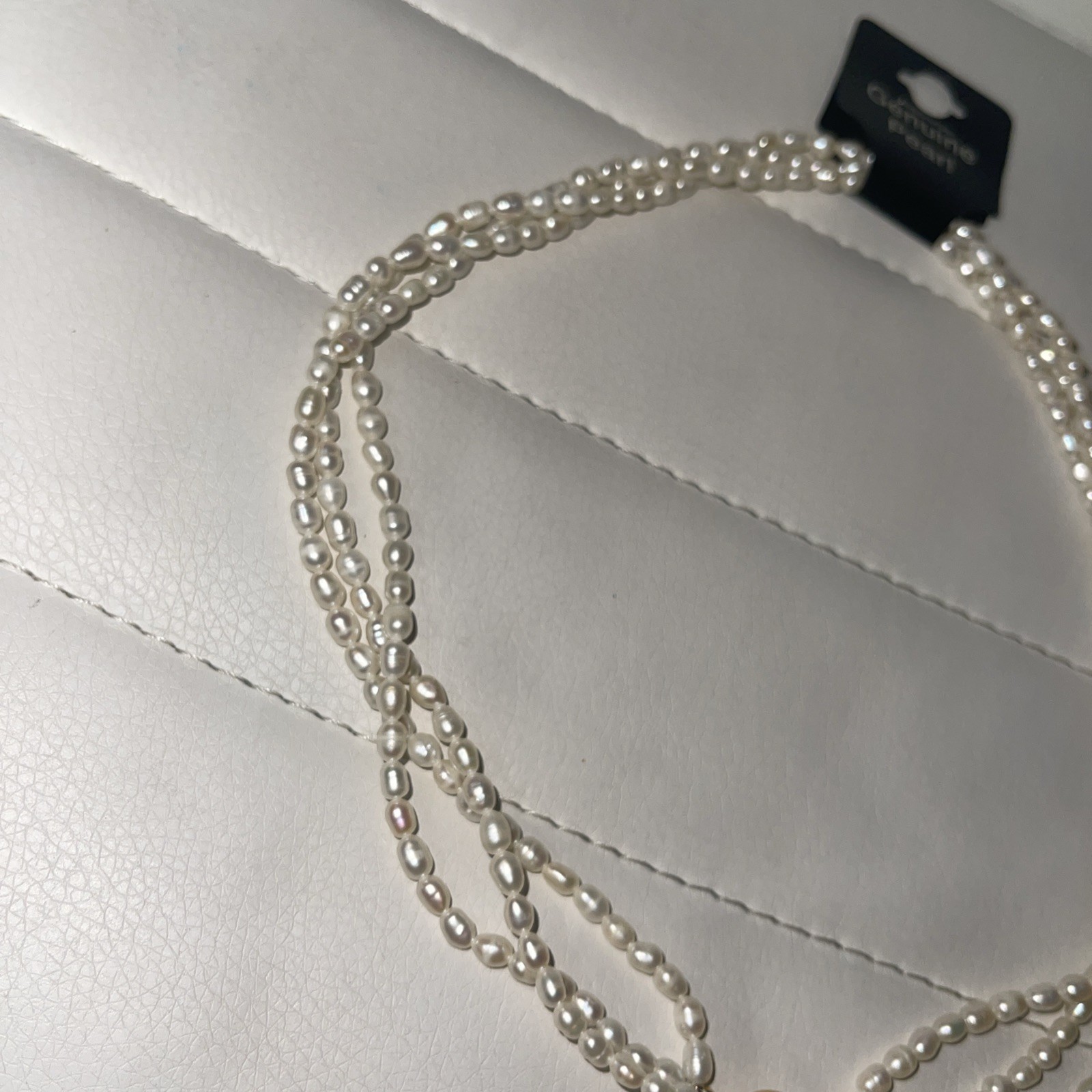 Vintage New Freshwater Seed Pearl Necklace Three Strand 17″ Solid Clasp NEW