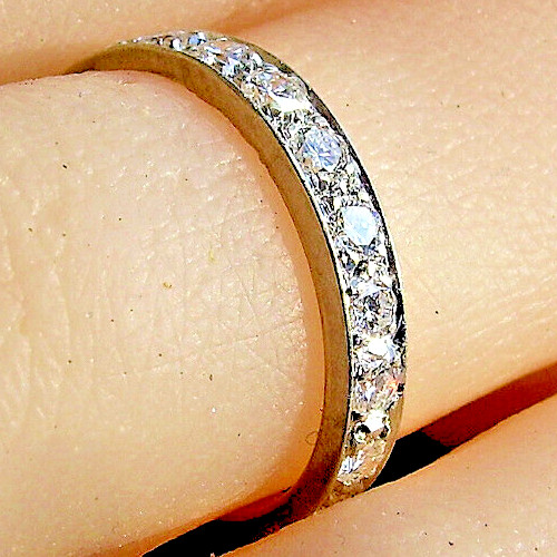 Original EARTH MINED DIAMOND Deco Wedding Band Vintage 14K GOLD Anniversary Ring