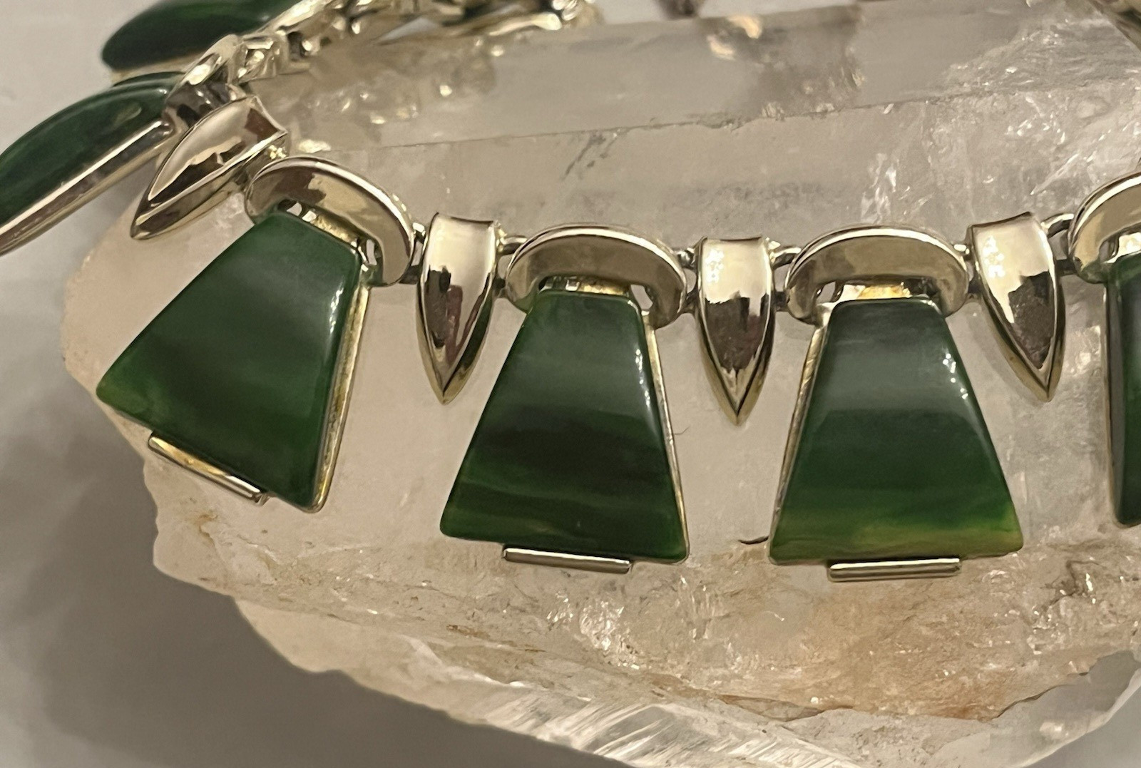 Vintage CHAREL Spinach Green Bakelite, Egyptian Revival, Necklace, Simi Tested!