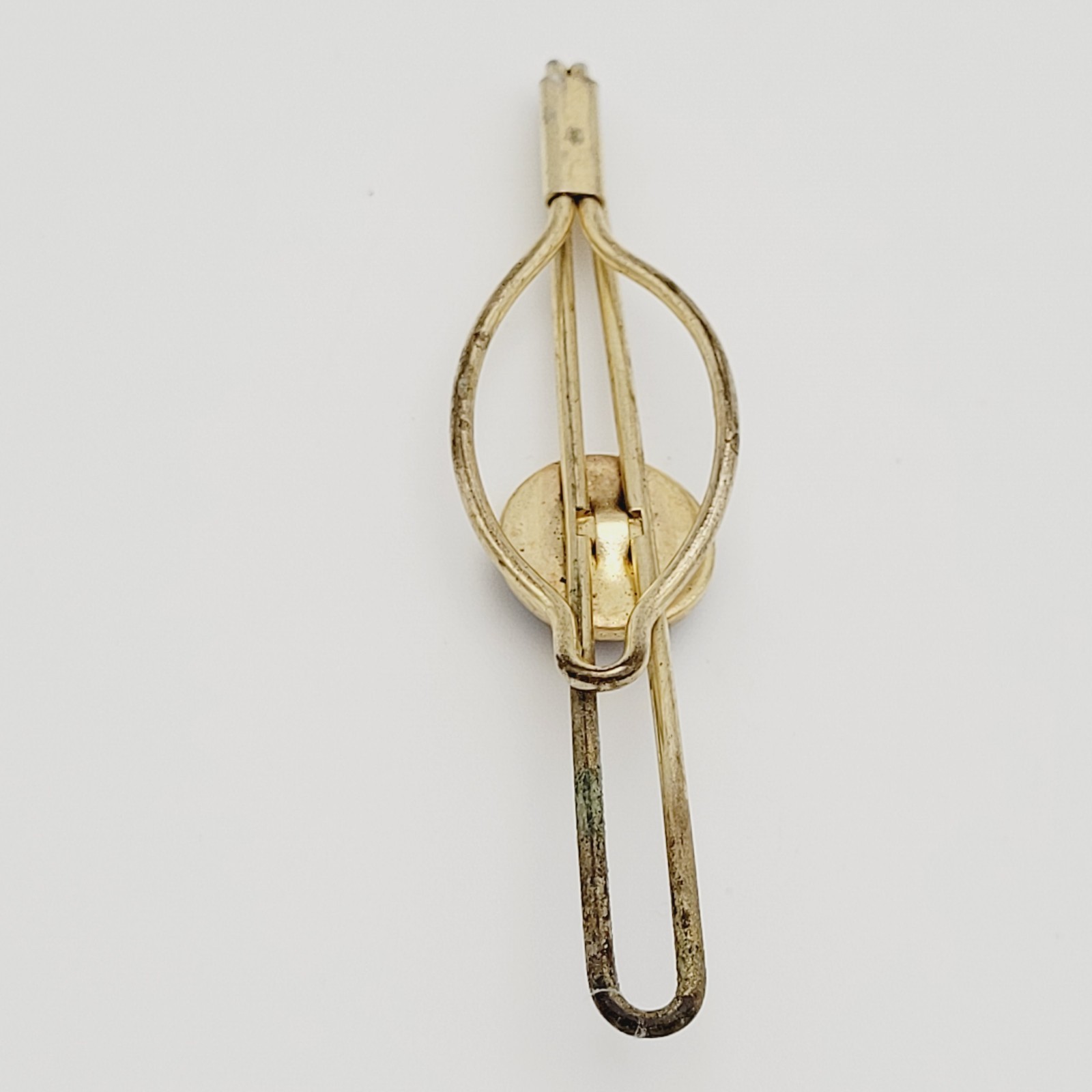 Horse Equestrian Western Reverse Painted Cameo Gold Tone Tie Clasp Bar Clip Worn